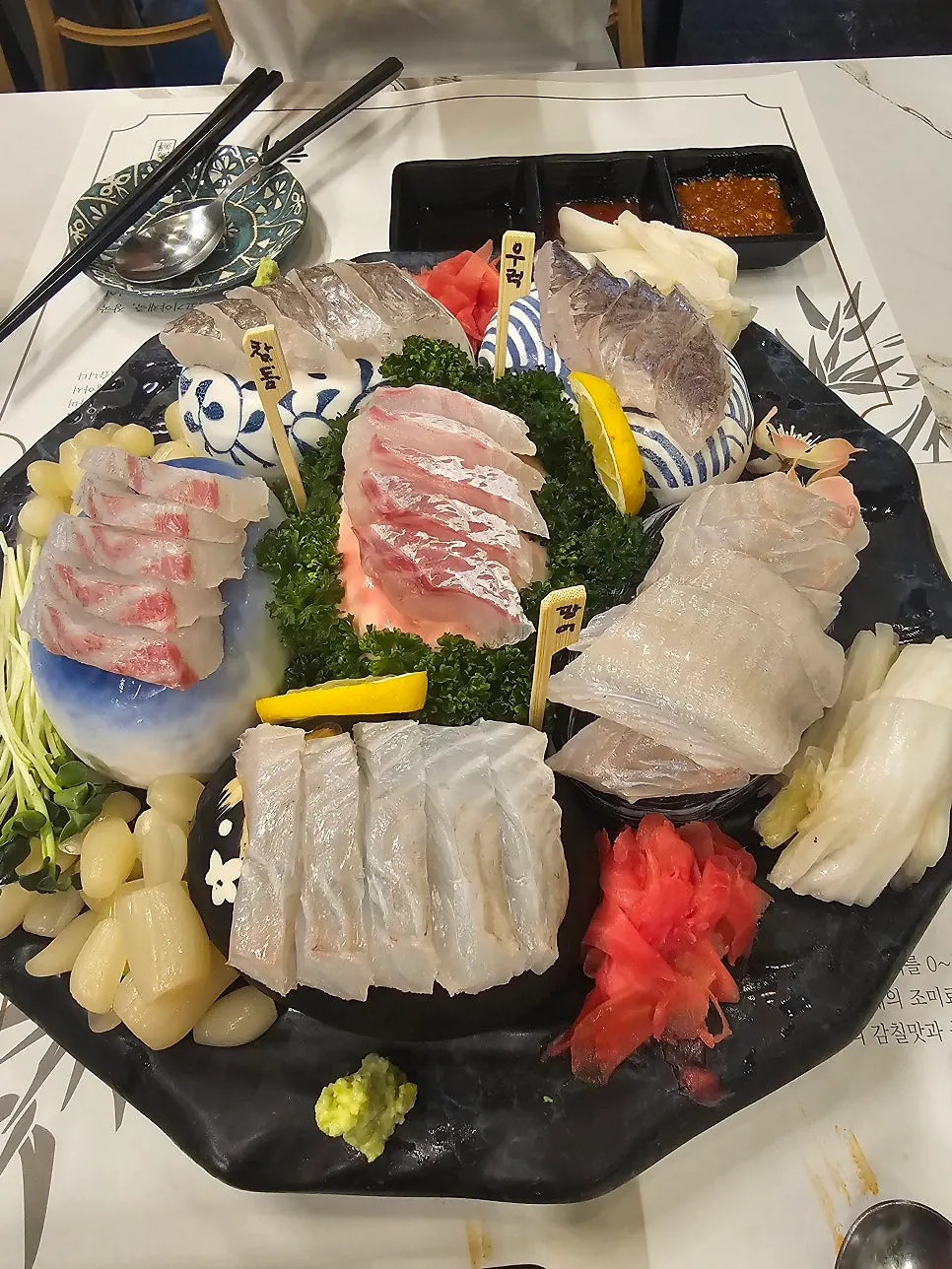 Aged sashimi course at Haeseon, a sashimi restaurant near Sunae Station in Bundang