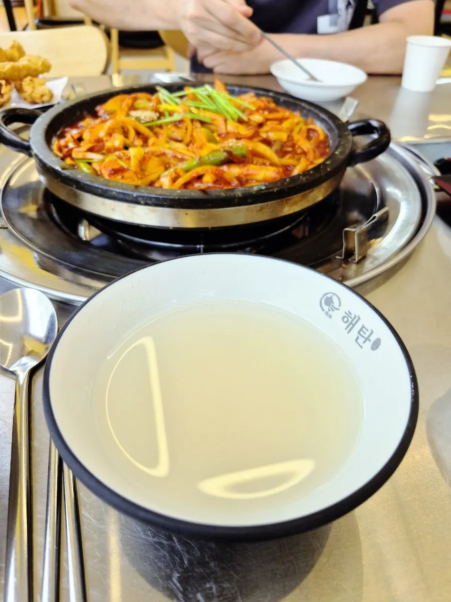 Self-bar stocked with side dishes and sungnyung
