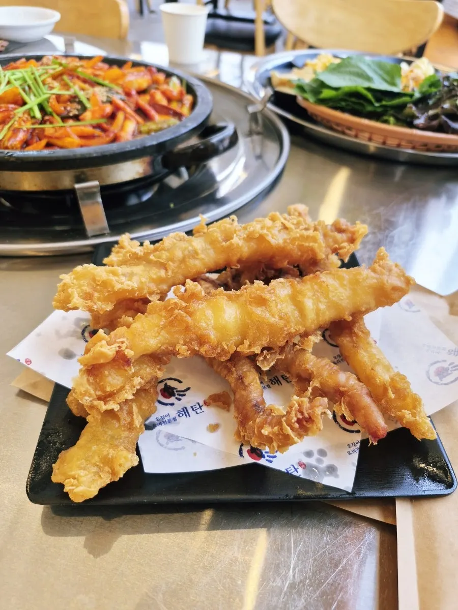 Spicy stir-fry with big chunks of squid
