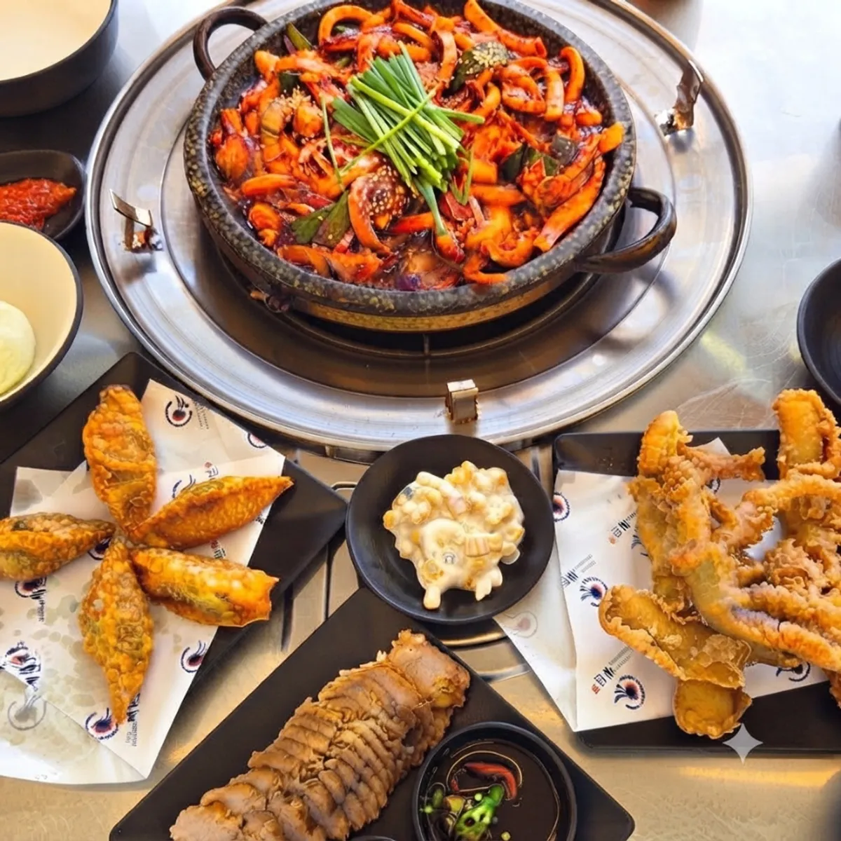 Signature squid feast spread at Haetan Hwaseong Byeongjeom