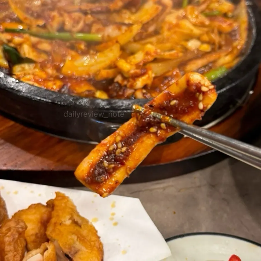 Large squid pieces coated in sauce