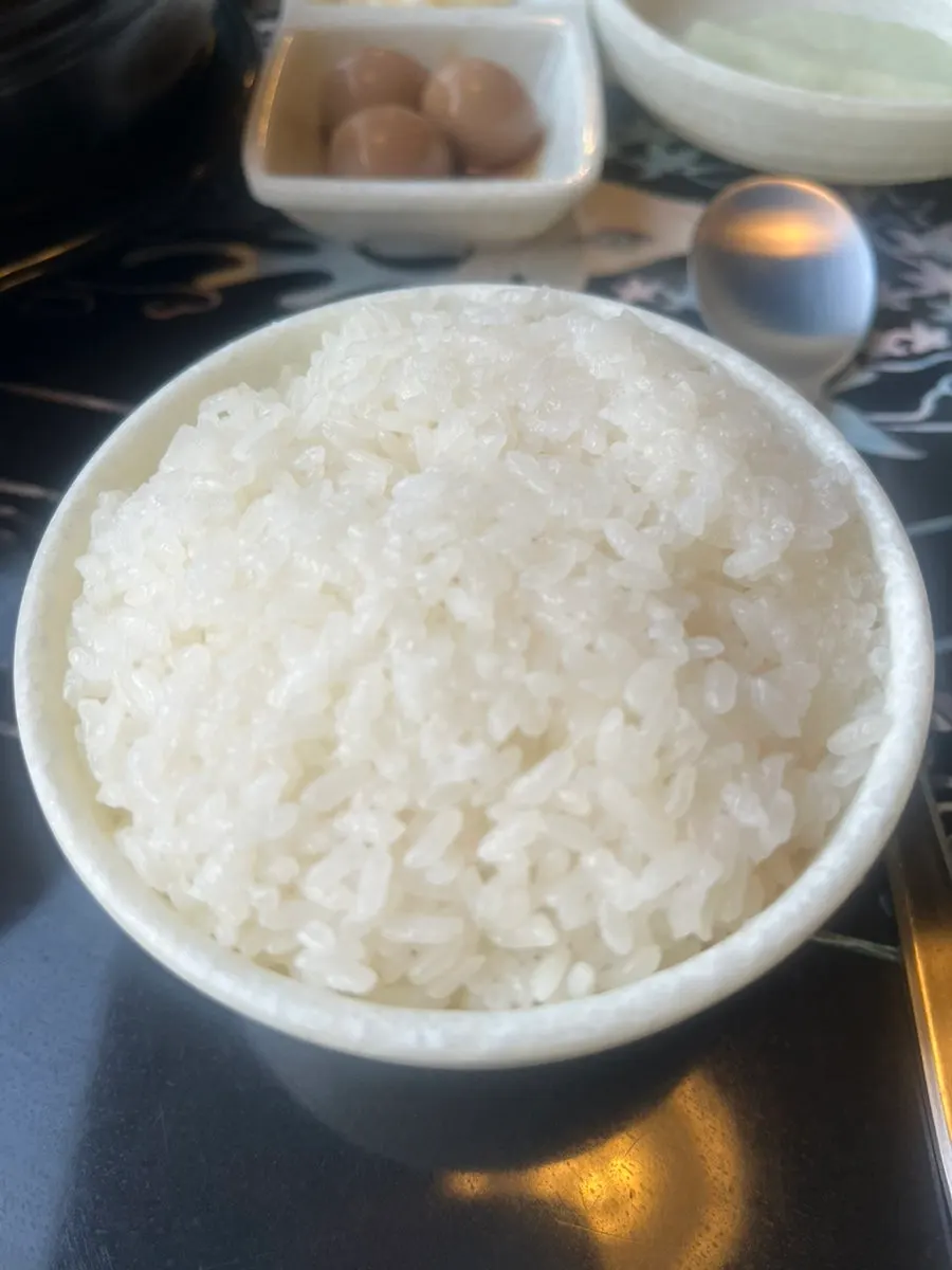A generously piled bowl of steamed rice