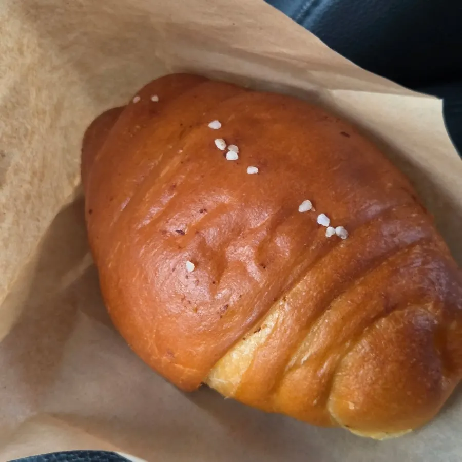 Salt bread sprinkled with pearl salt at Low & Sweet Bakery