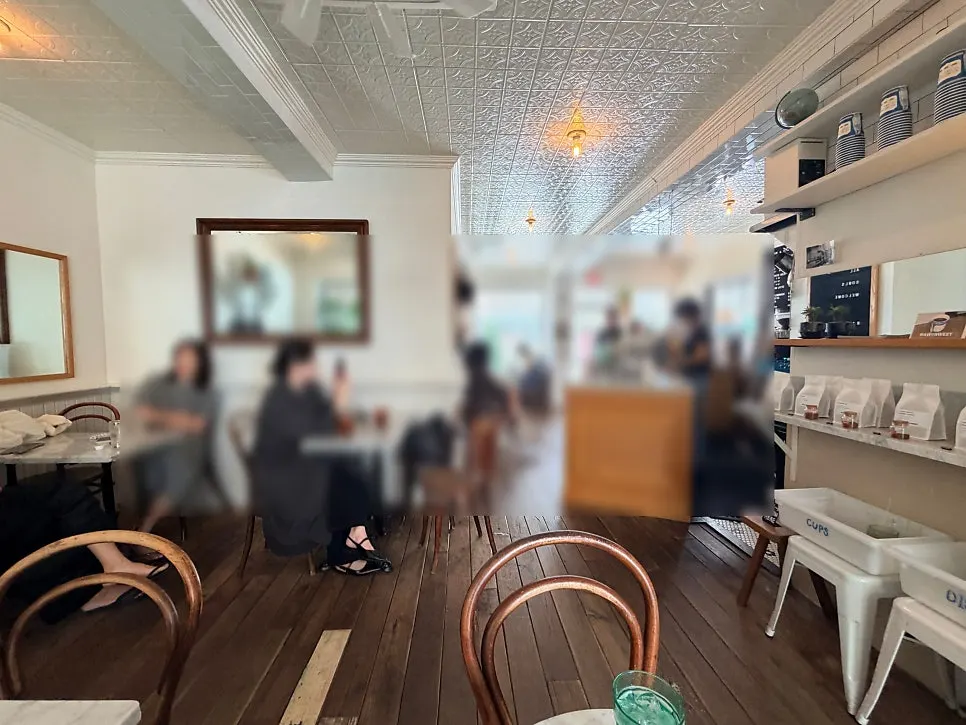 Full view of the café's interior seating