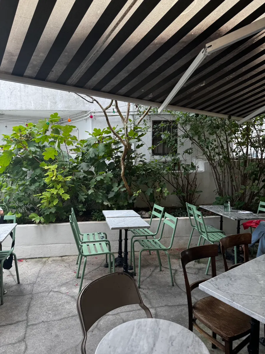 Outdoor seating at the bakery café
