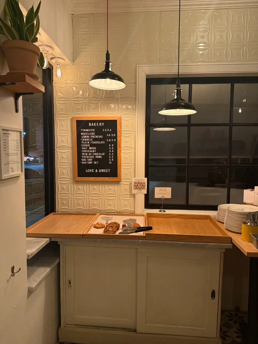 Coffee menu board at Low & Sweet Bakery