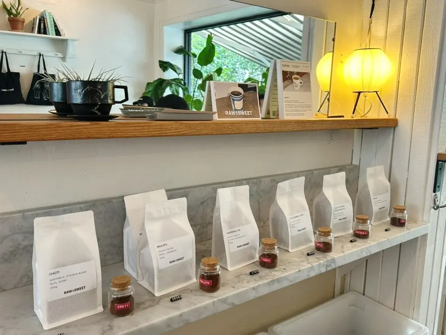 Café interior tables and lighting