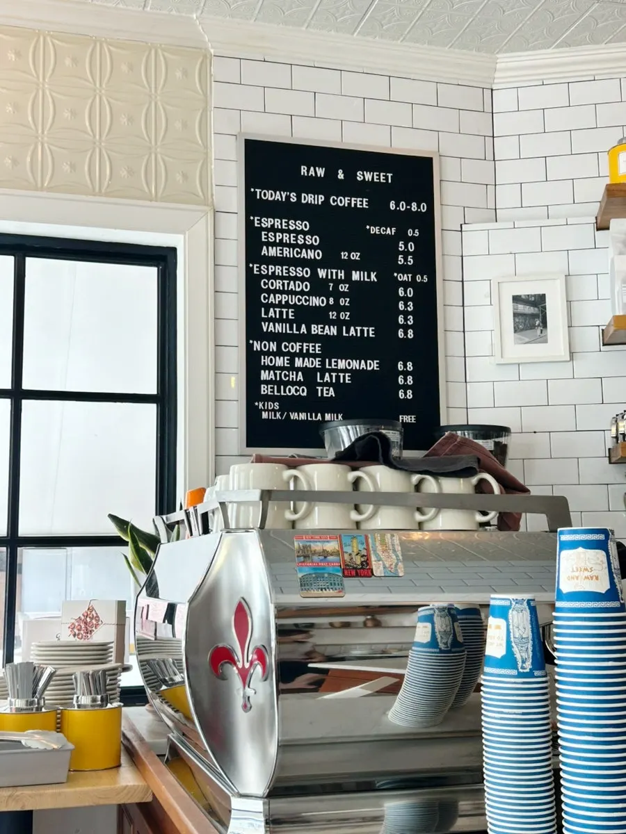 Menu board at Low & Sweet Bakery