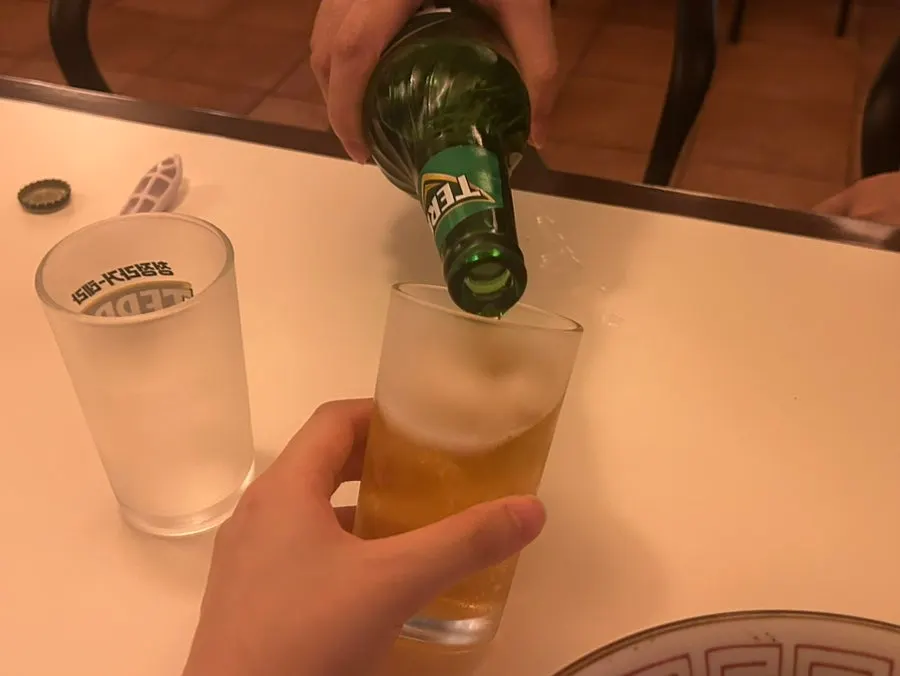 A cold beer served before the meal