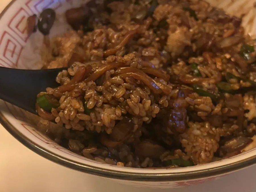 A spoonful of jjajang mixed rice