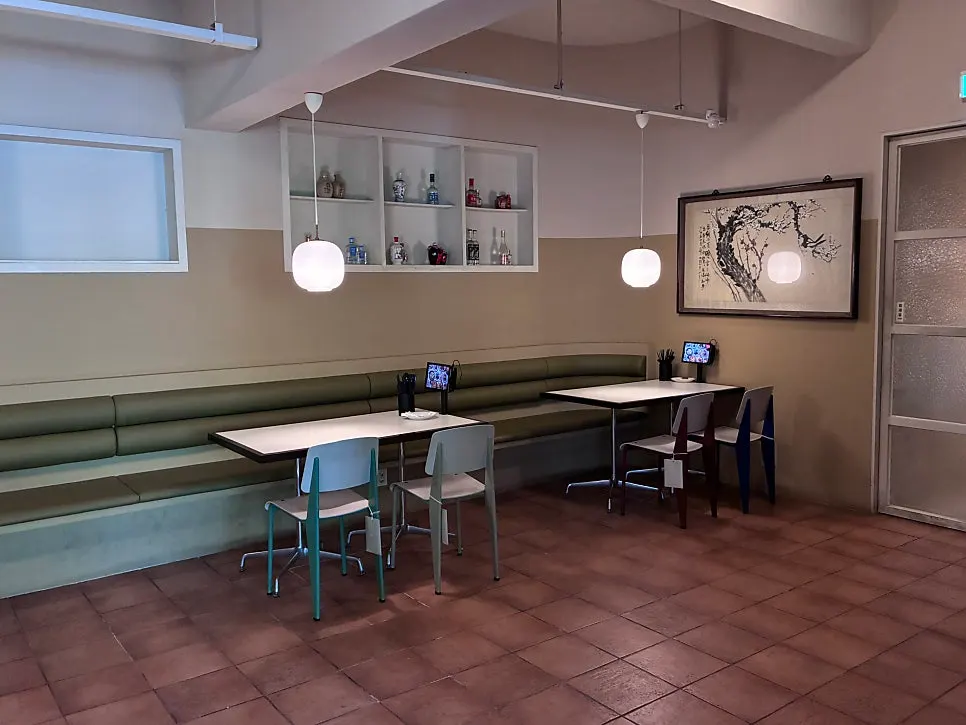 Widely spaced seating at Bueokgan Chinese