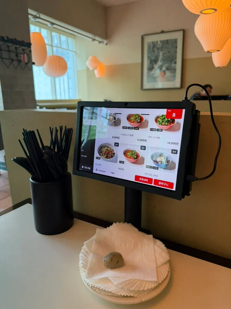 Tablet ordering menu screen at the table