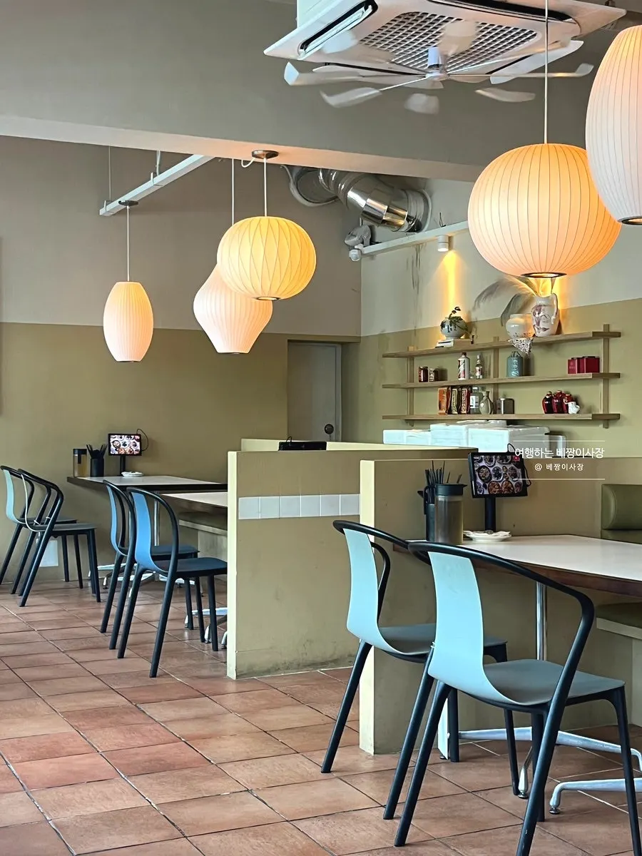 Interior of the Chinese restaurant with an exotic atmosphere