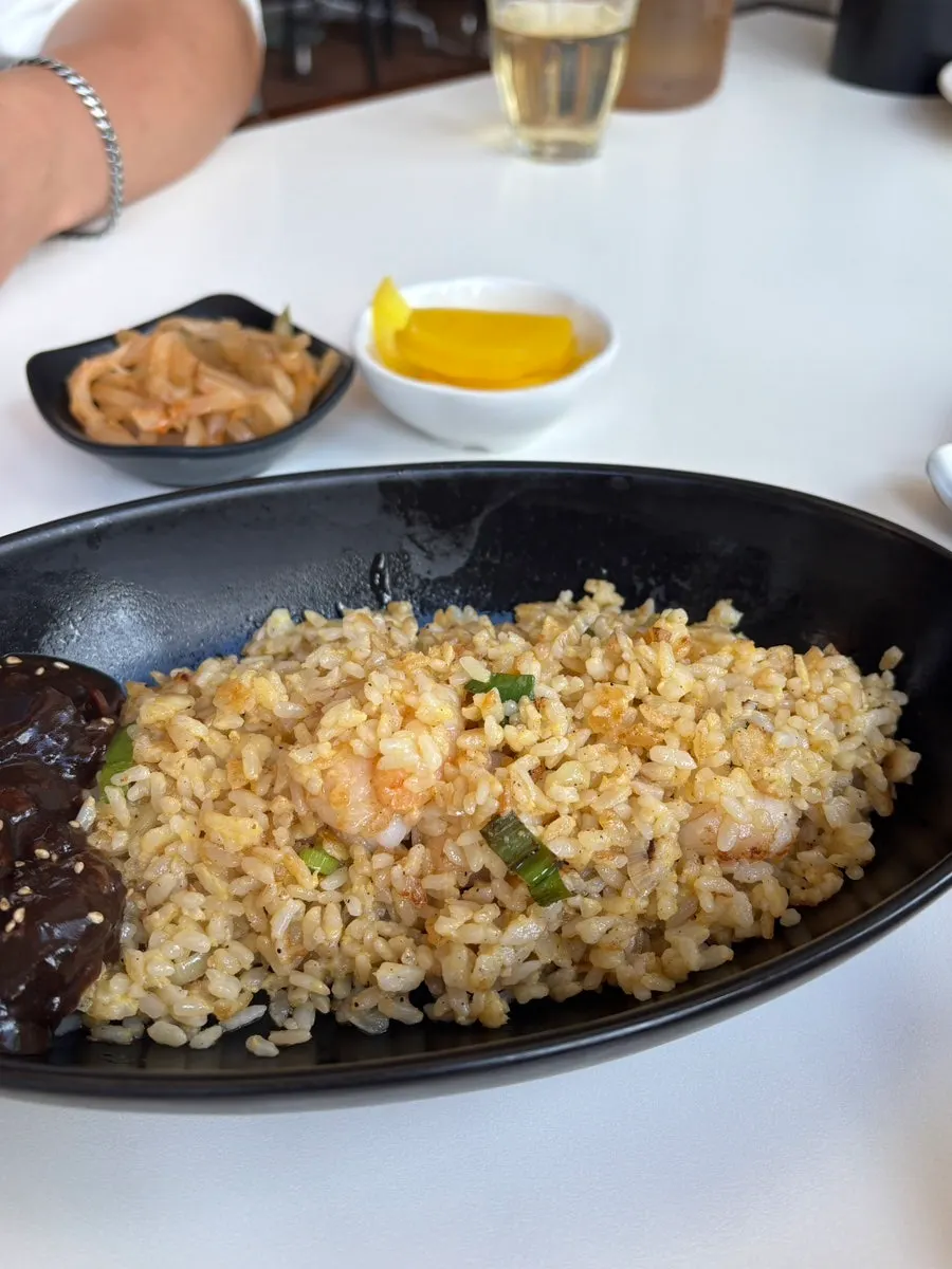 All three dishes arriving at the table almost at once
