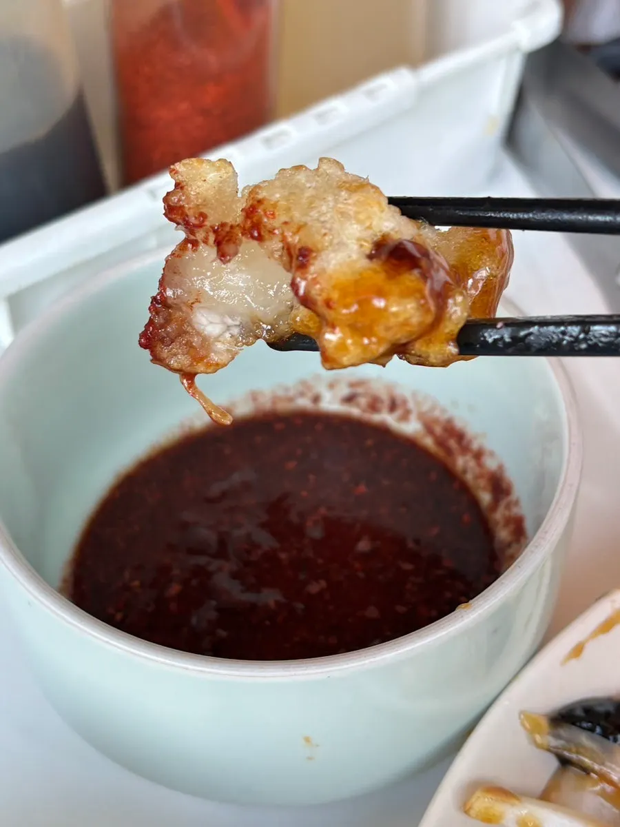 The sweet and sour pork plate with pieces remaining