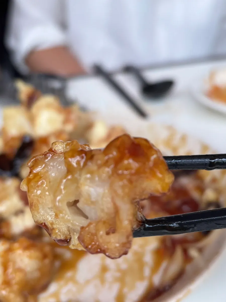 The full combination of shrimp fried rice, seafood jjamppong, and sweet and sour pork