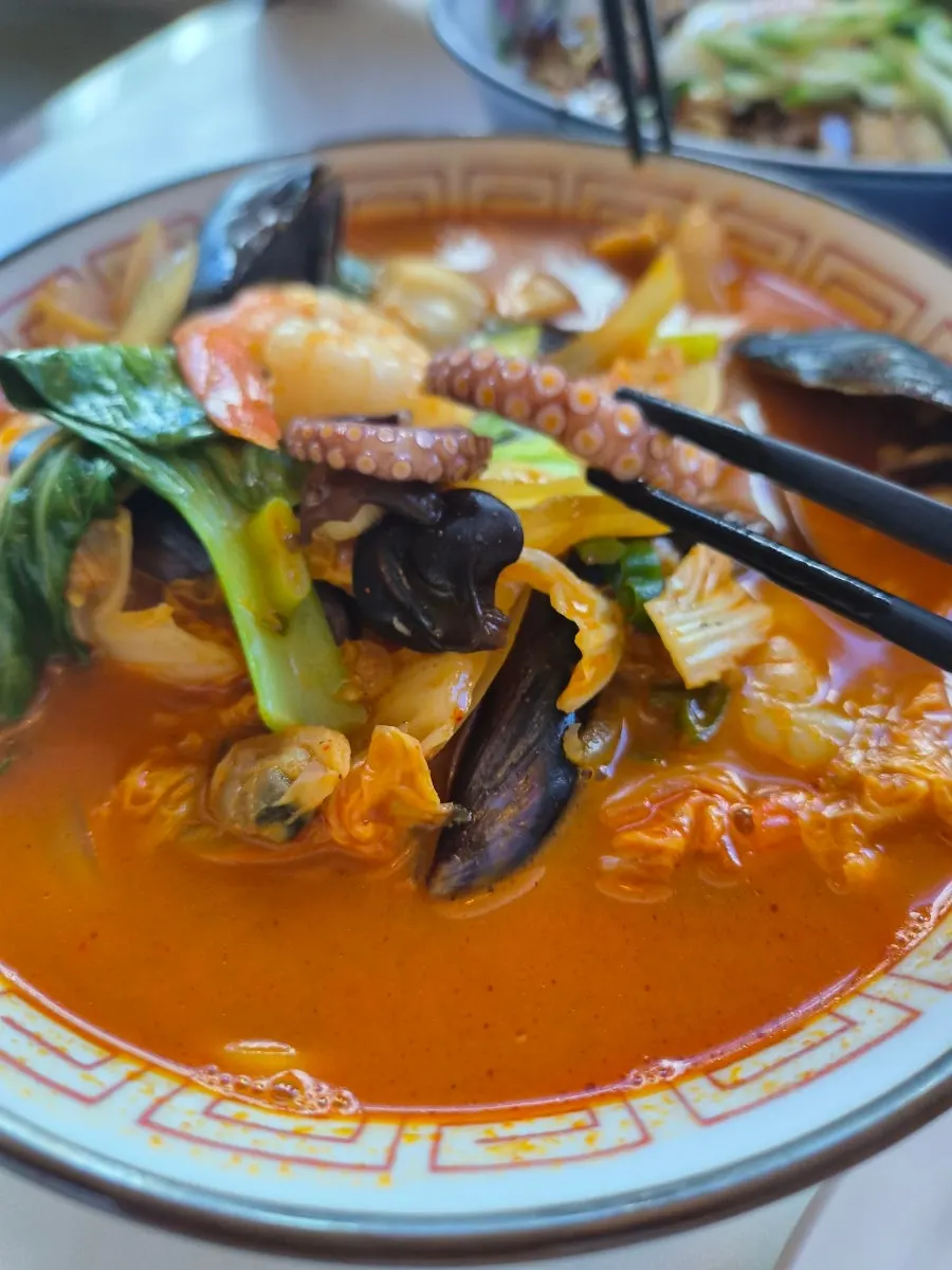 Seafood jjamppong loaded with toppings