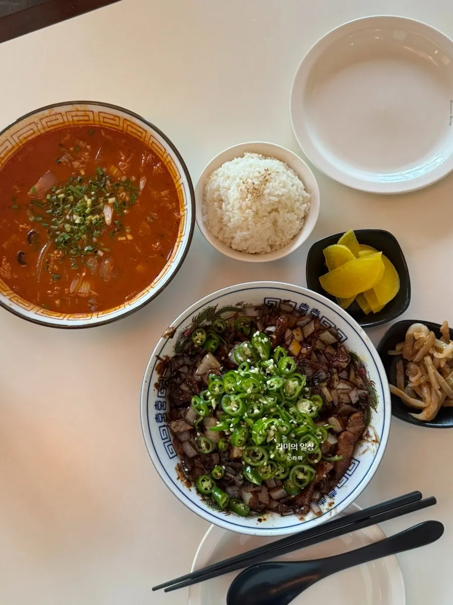 Three Chinese dishes set on the table