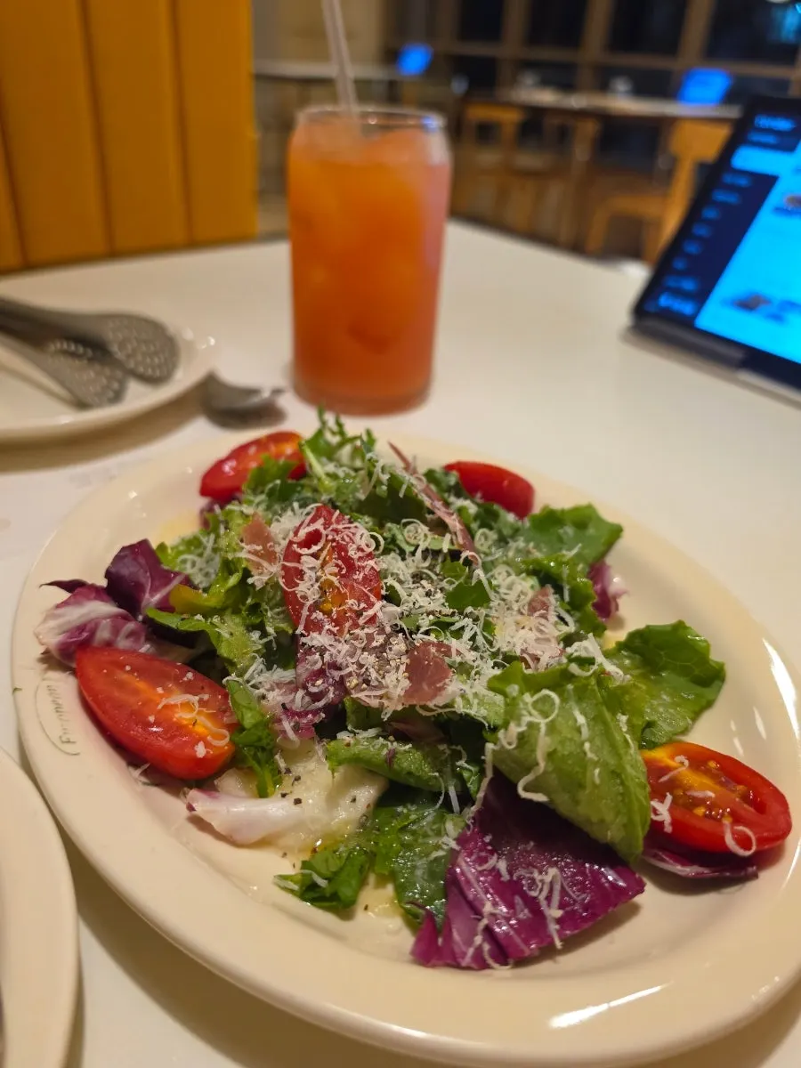Sweet pumpkin soup and garden salad