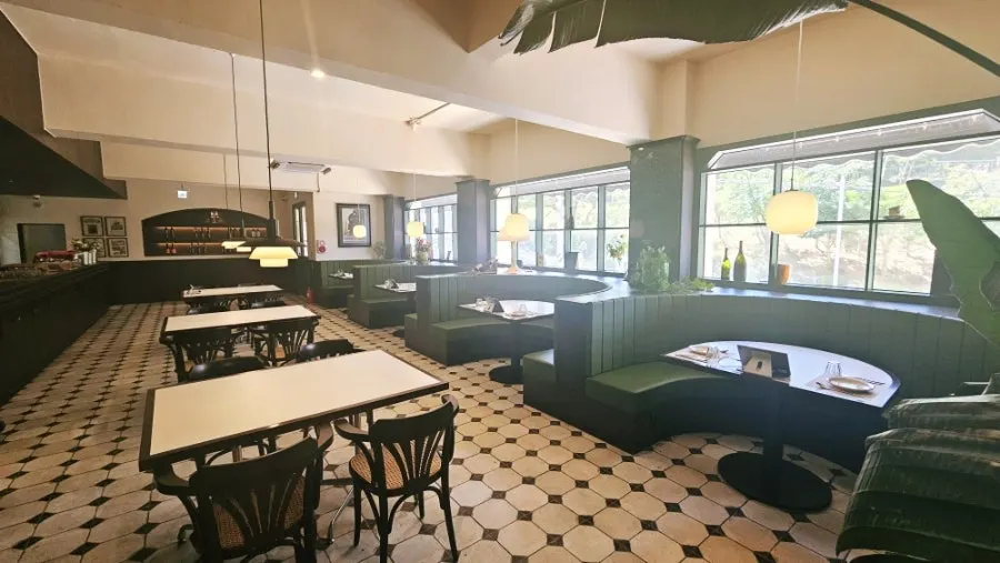 Green-accented area near the main kitchen