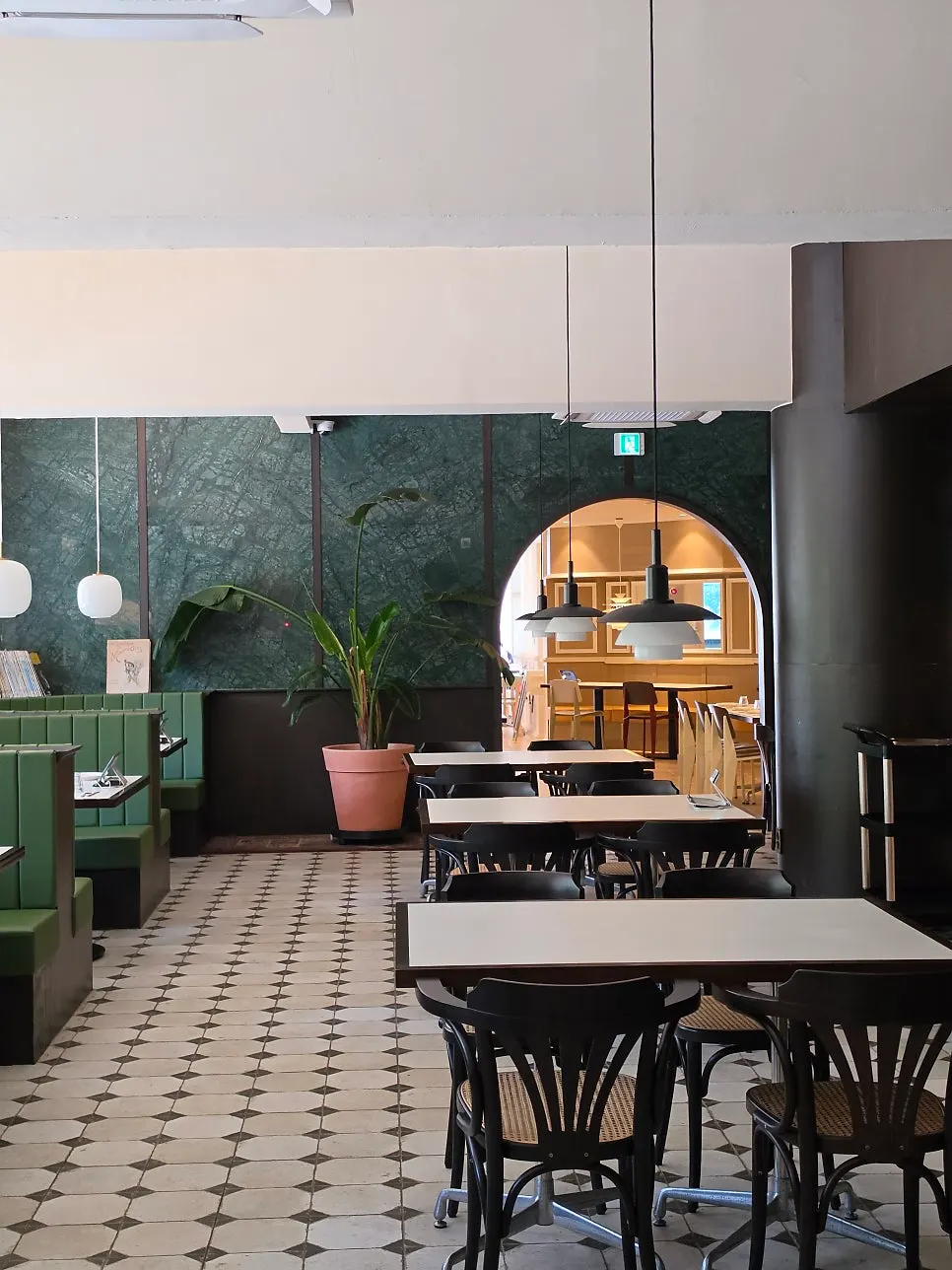 Inner seating area at Bueokgan with vintage furniture