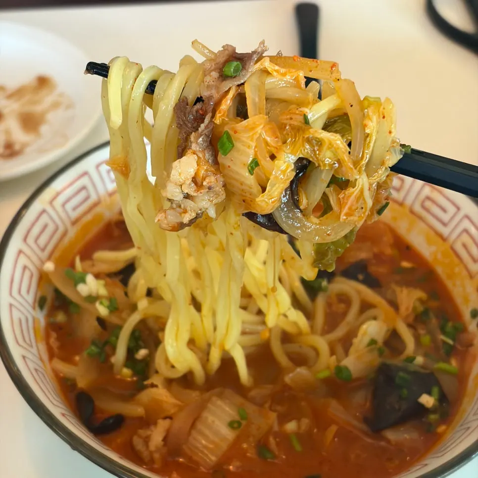 A shot capturing the spicy jjamppong broth