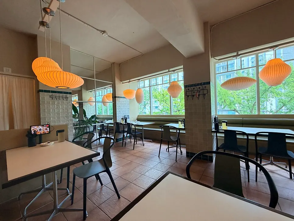 Interior and tables that feel like a European restaurant