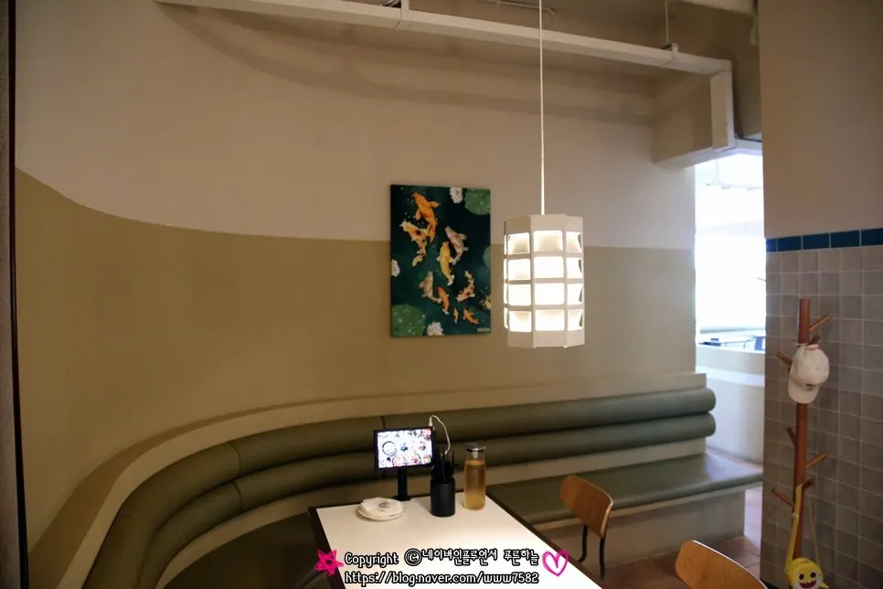 Interior view of the Chinese restaurant with the lights on