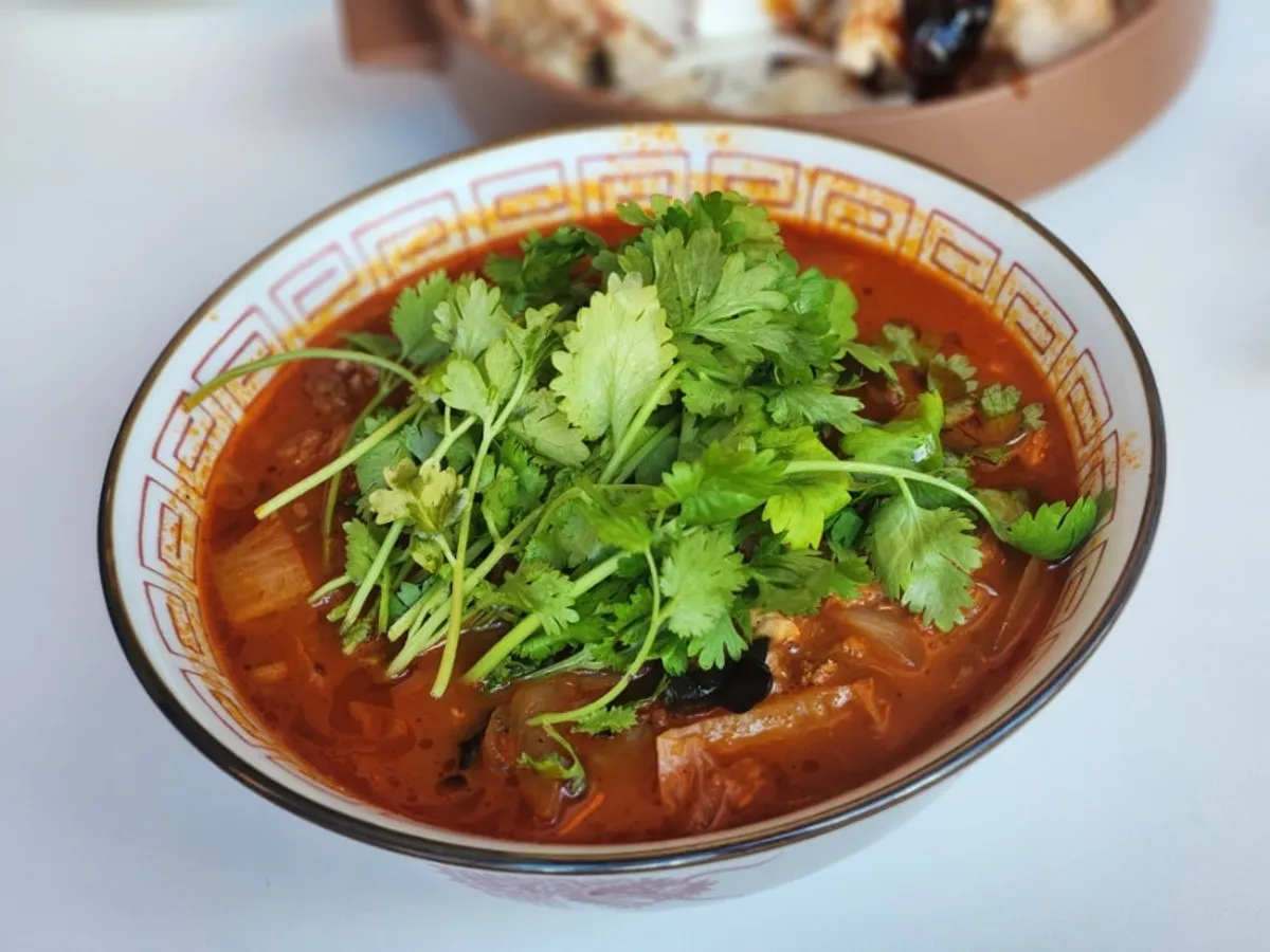 Mala coriander jjamppong at Bueokgan Chinese