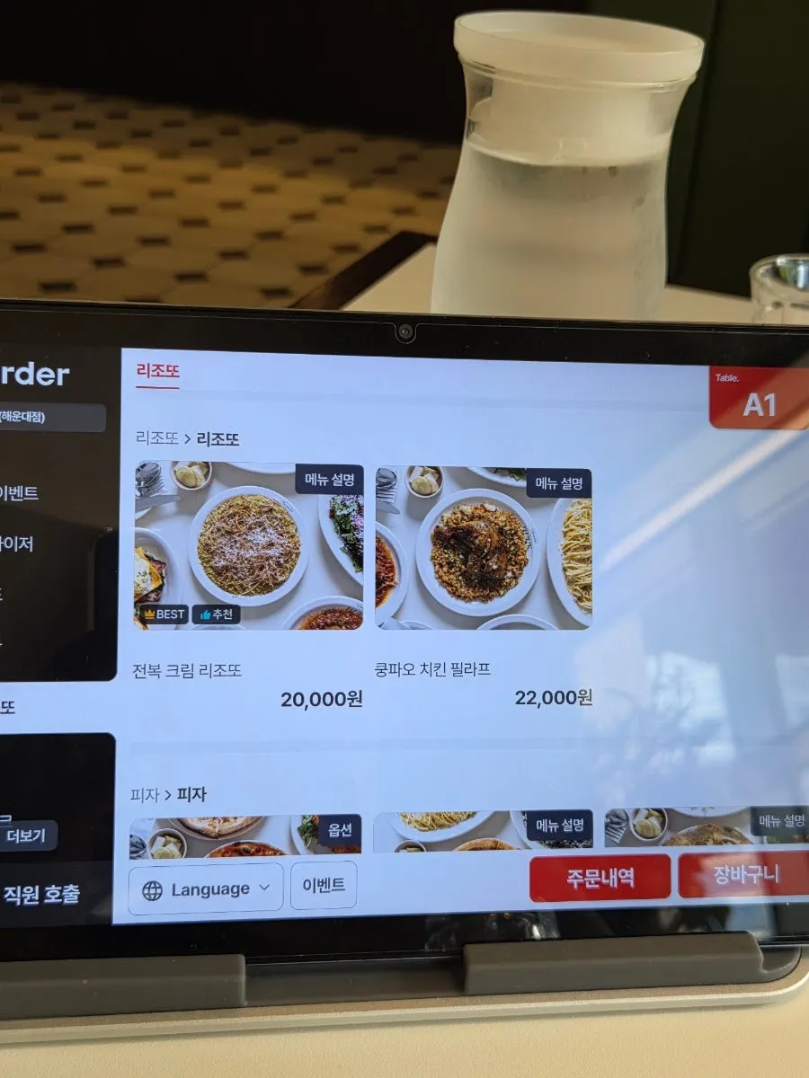 Menu berisi berbagai jenis pasta
