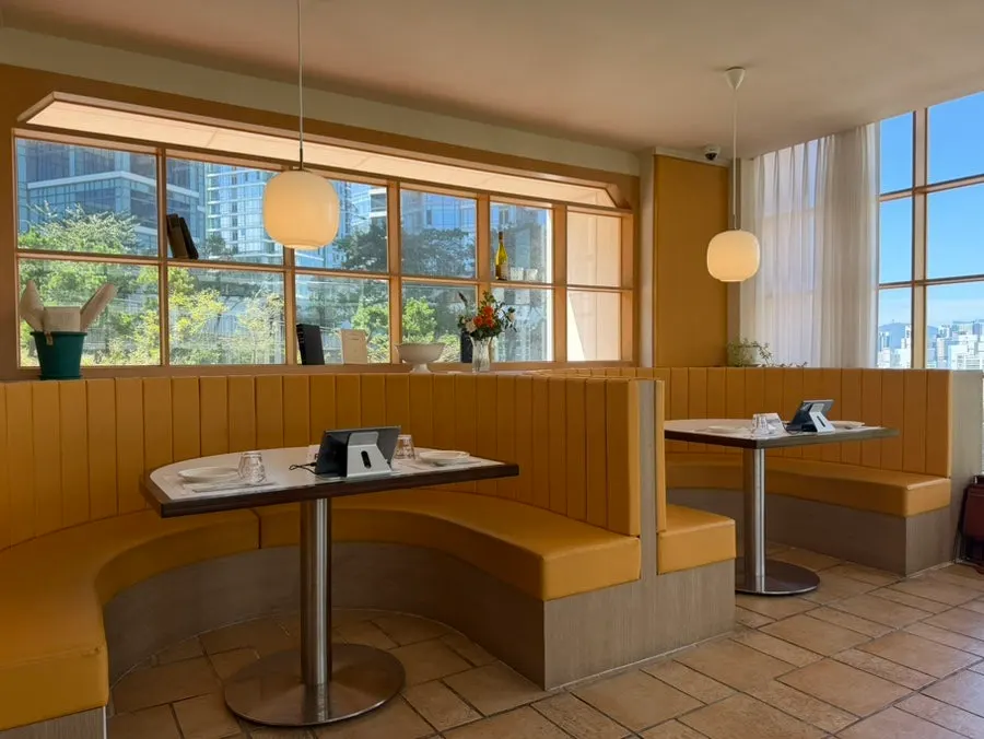 Table area marked with reservation signs