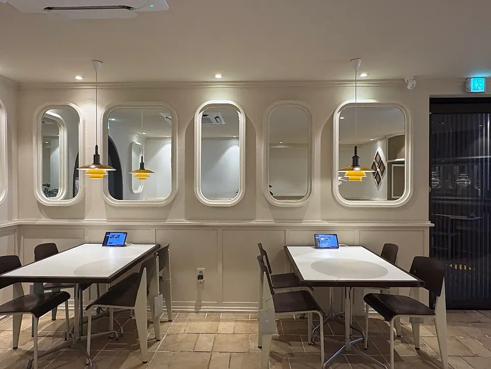 Dining hall interior decorated with directly imported vintage furniture