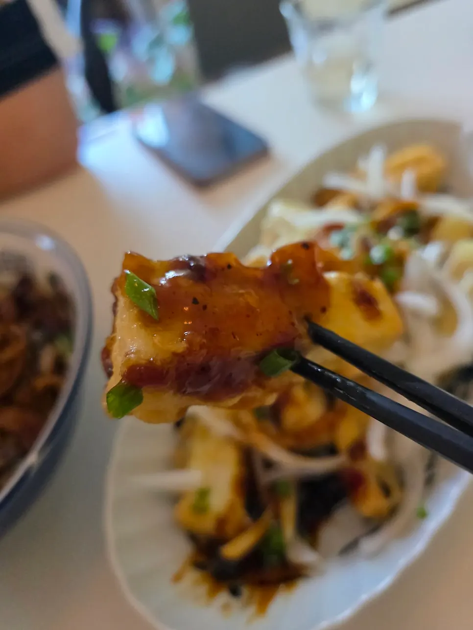 Cross-section of freshly fried, crispy yuxiang eggplant