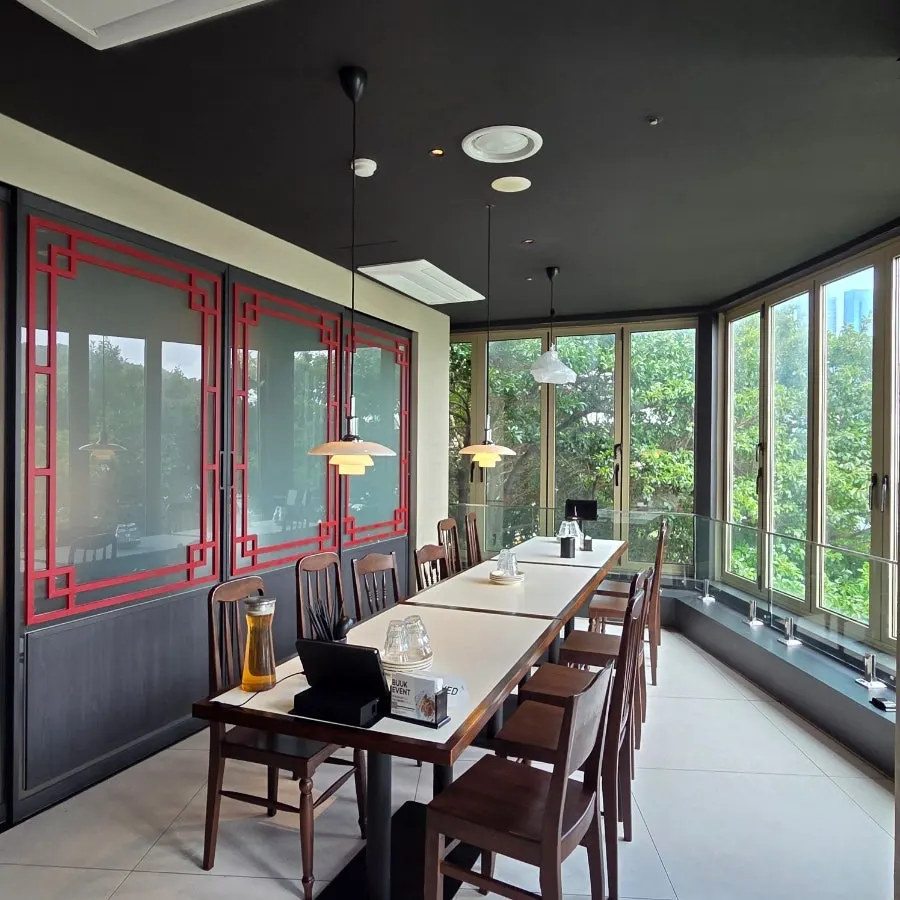 Private room fitting up to 12 people with sea and forest views