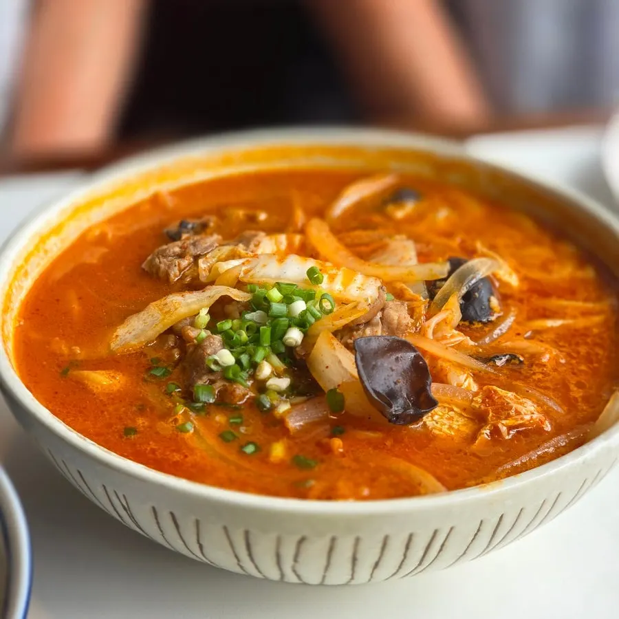 A bowl of beef brisket jjamppong