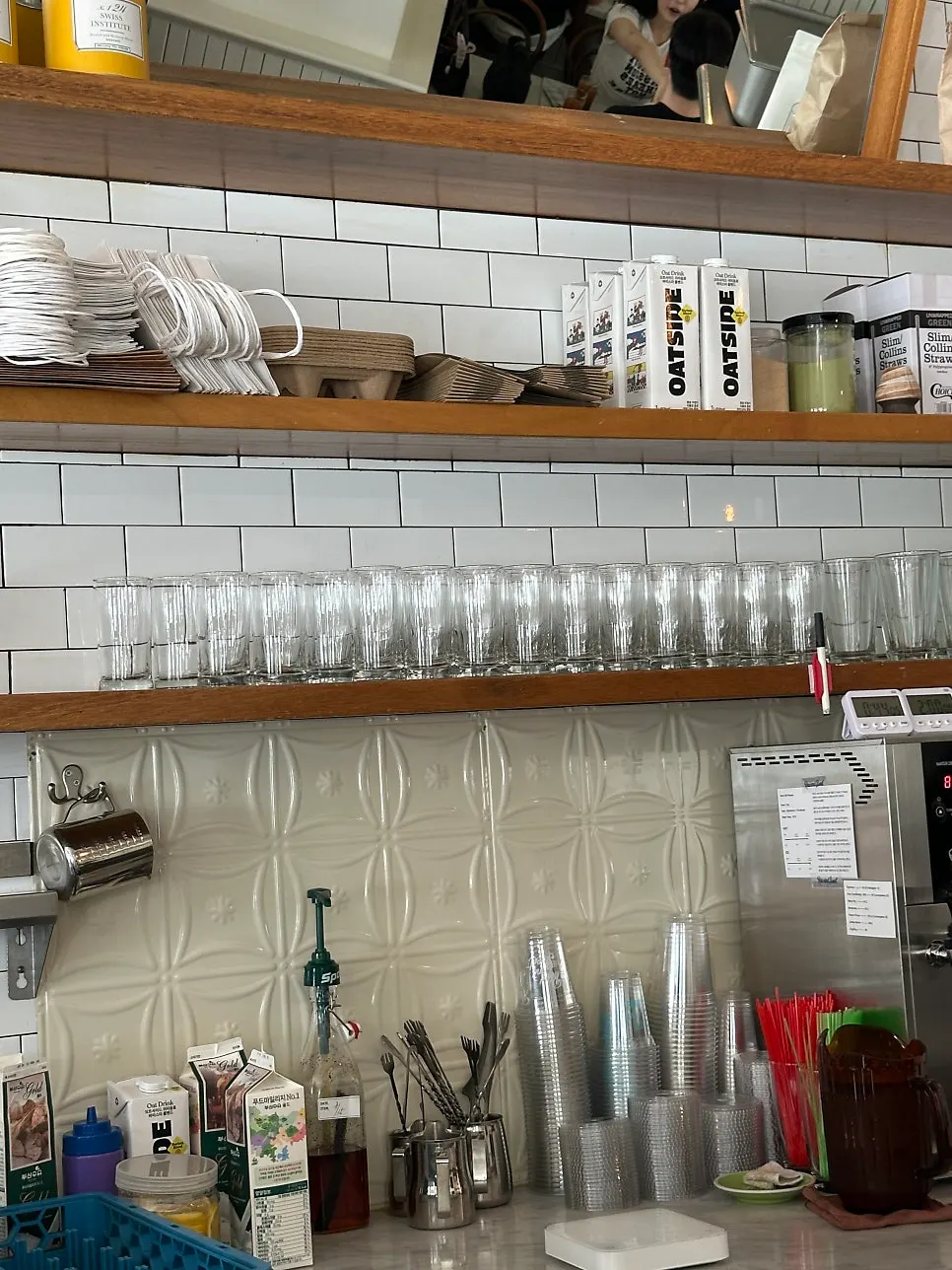 Vertical view of a cozy café space