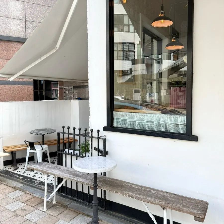 Café entrance and terrace view