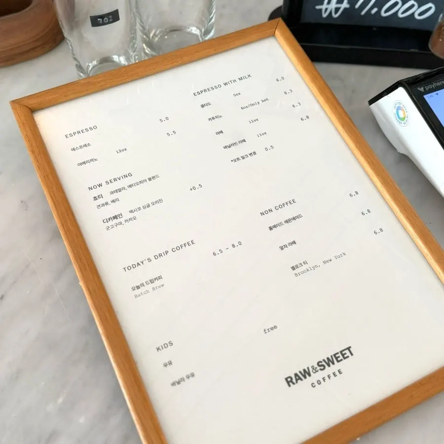 Simple coffee-focused drink menu board