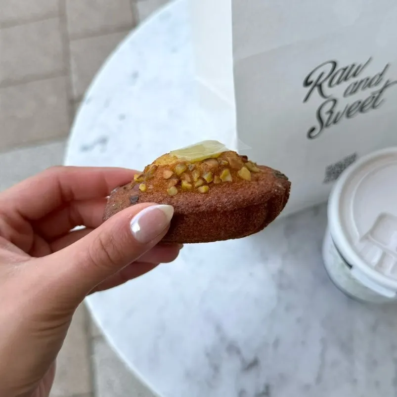 Cross-section of the pistachio madeleine