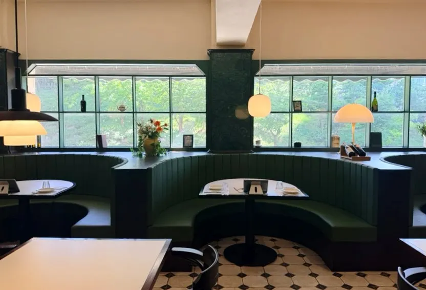 Vintage interior at Bueokgan with a European home-restaurant feel