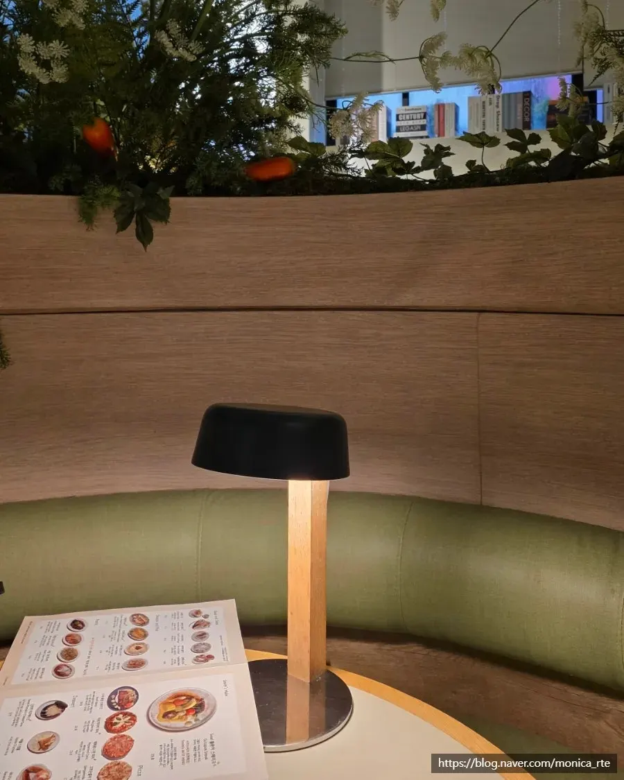 Table with a small lamp
