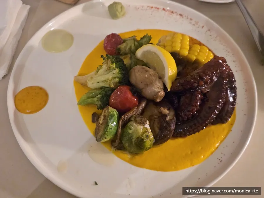 A plate of grilled romaine being eaten