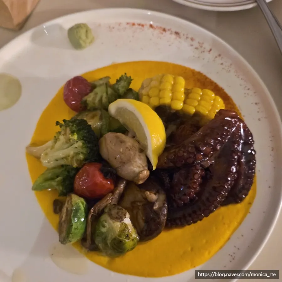 Eating grilled romaine