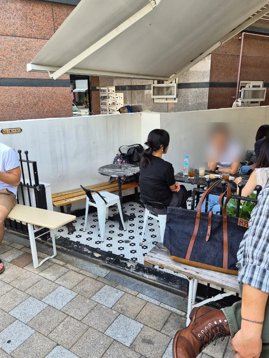 Outdoor space beside the café entrance