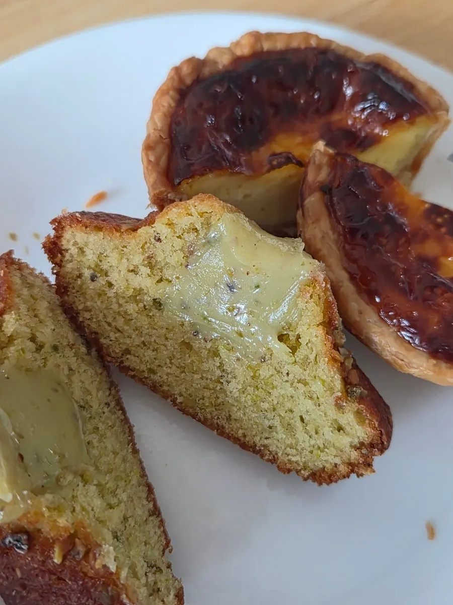 Inside of the pistachio madeleine
