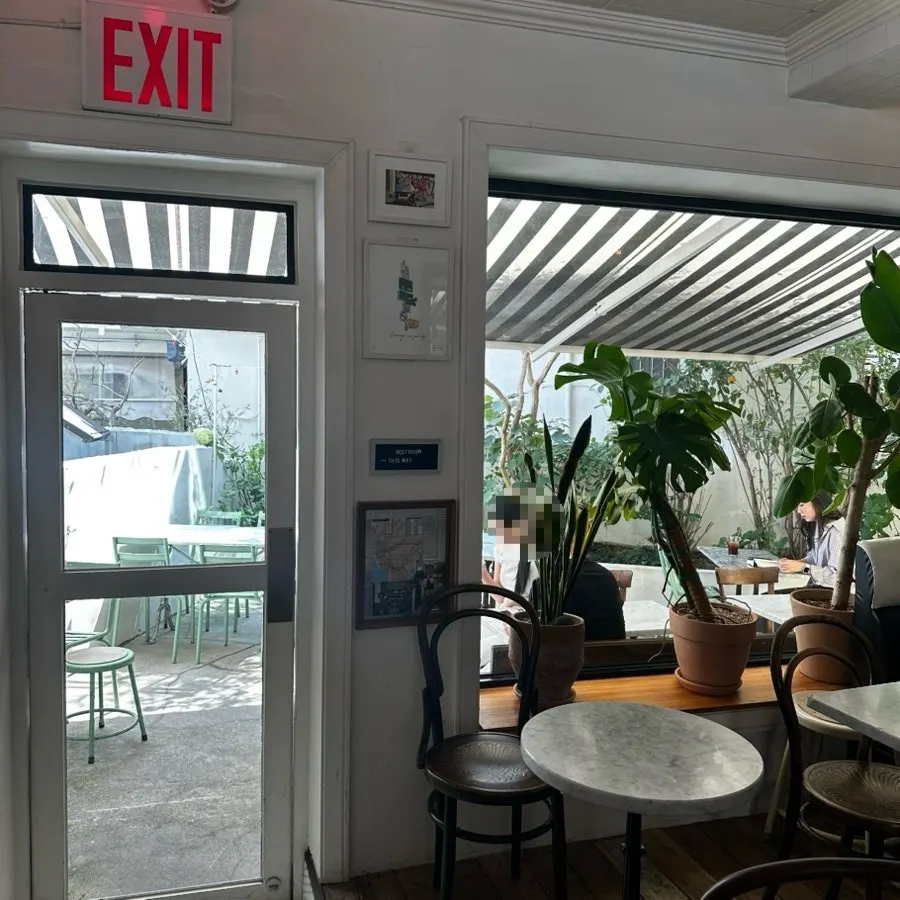 Bright, sunlit interior of Low & Sweet Bakery