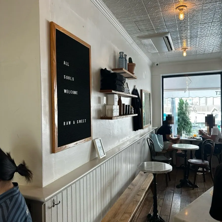 Inner seating area at Low & Sweet Bakery