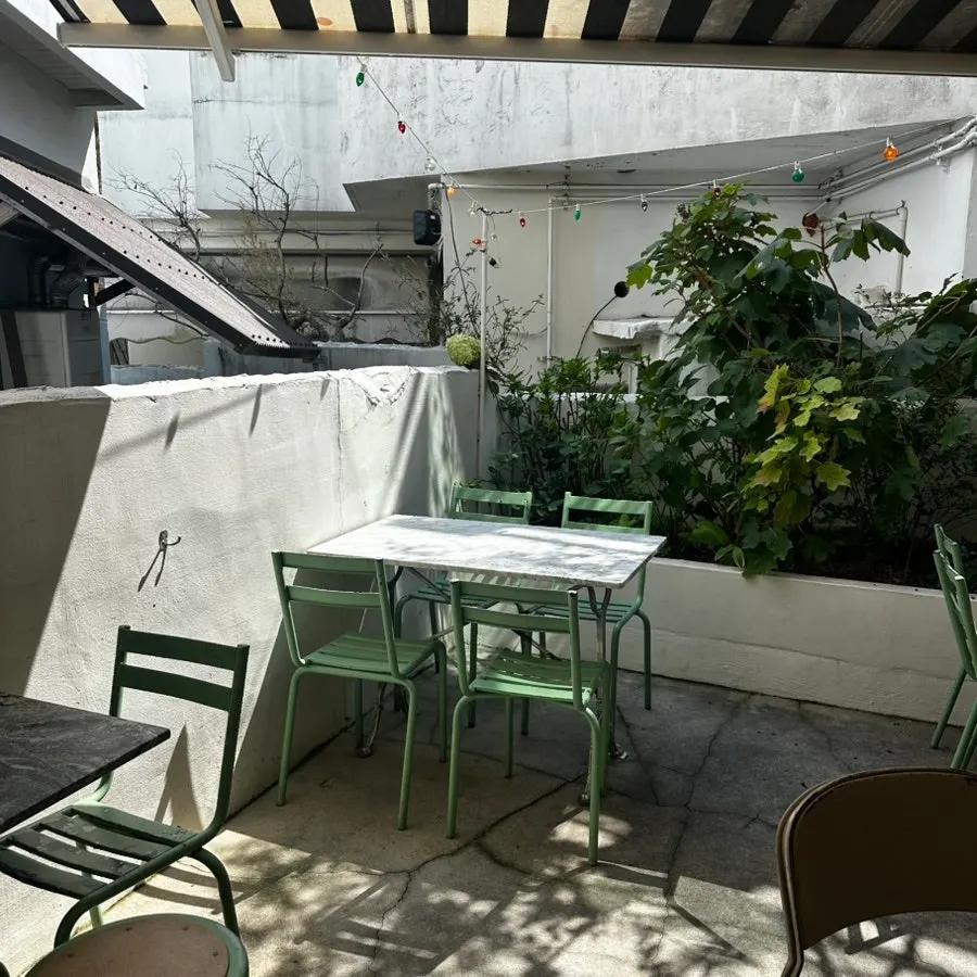 Terrace seating at Low & Sweet Bakery