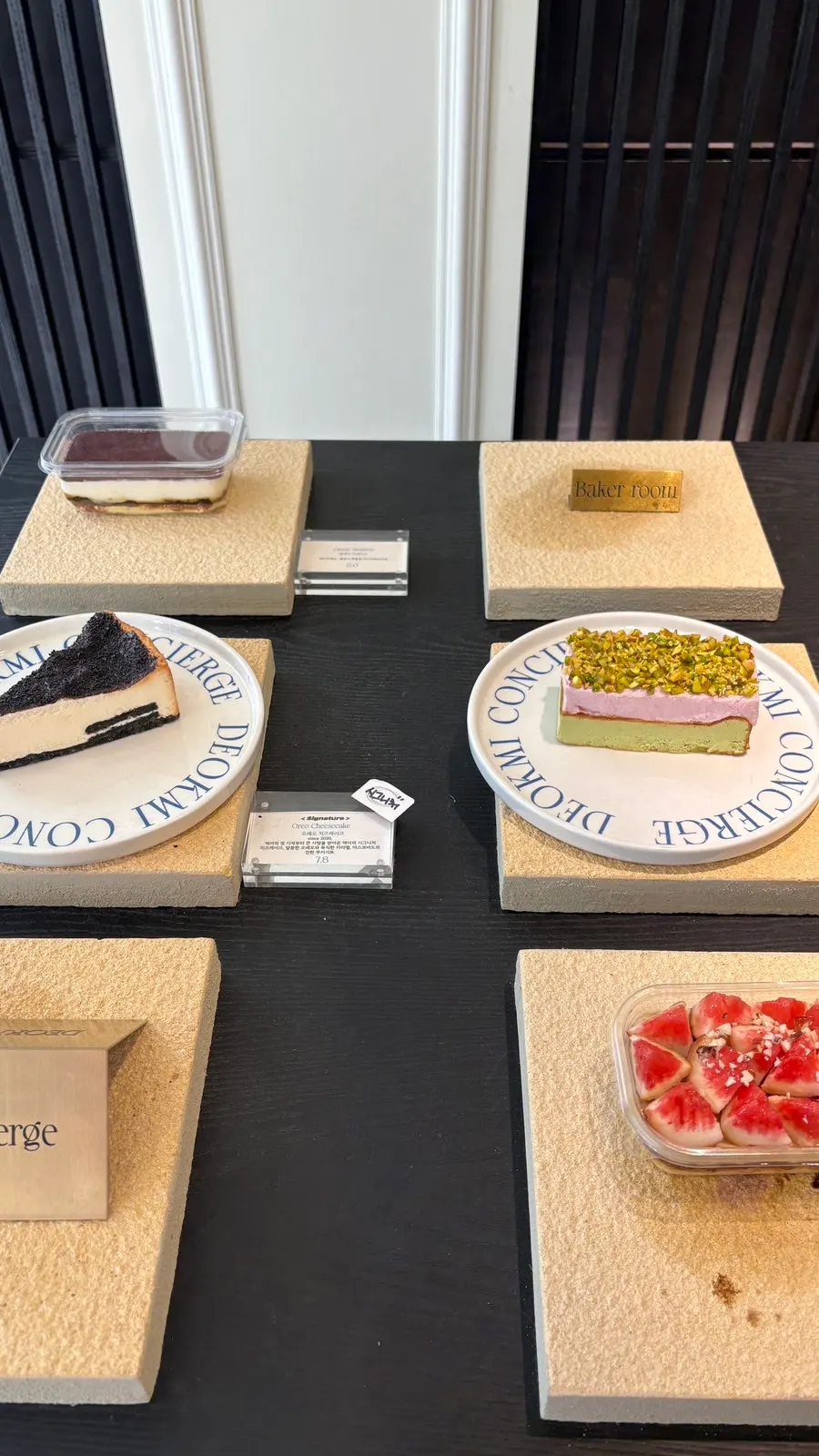 Cheese dessert cakes on display