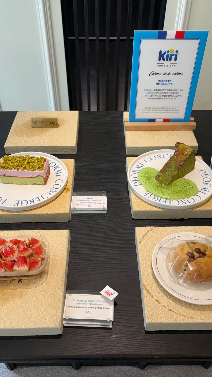 Desserts made with Kiri cream cheese on display